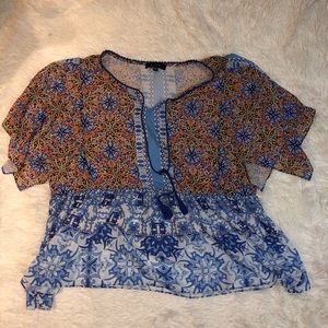 B.L.E.U Peplum Blue Kaleidoscope Blouse